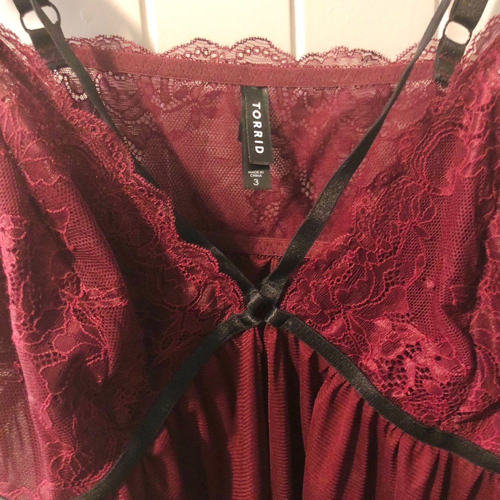 Torrid Burgundy and Black Lace Lingerie